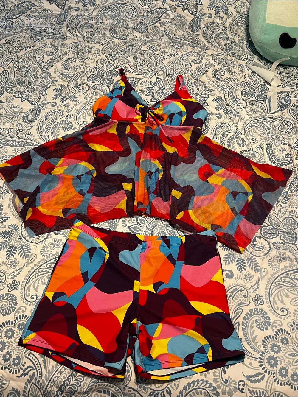 Colorful Abstract Two-Piece Swim Set - Picture 2 of 2
